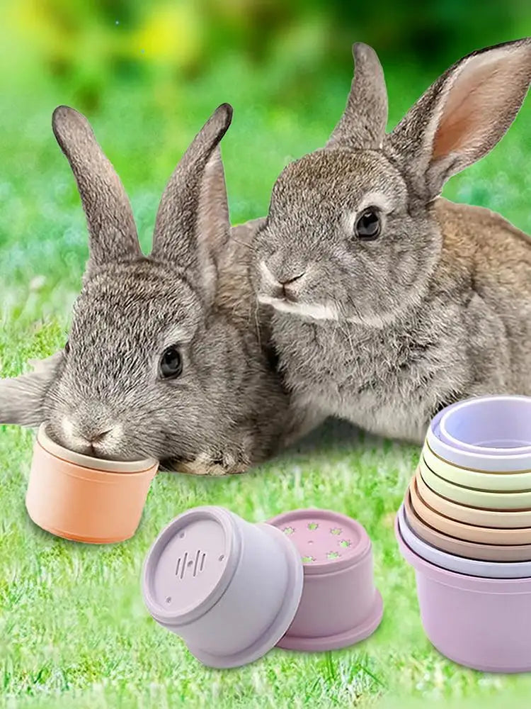 Bunny Stacking Cups 8Pcs  Stacking Cups Toy Multi Colored Reusable Snack Cups Playing Bunny Accessories for Bunny Hamster