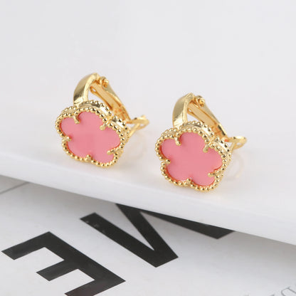 Irregular New Double Sided Natural Stone Shell Plant Five Leaf Flower Jewelry Set Necklace Earrings Women's High Quality Clover