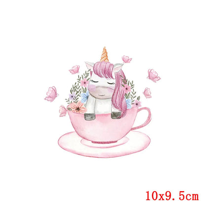 Rainbown Unicorn Heat Thermal Transfer For Clothes Cute Cartoon Iron-On Transfers Sticker On Babys Clothes DIY Aniaml Applique