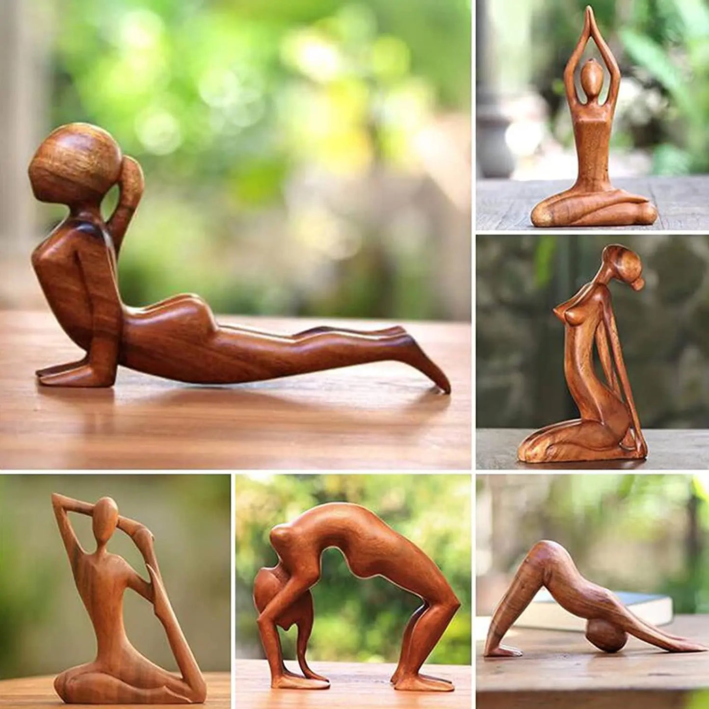 Yoga Girl Wood Carving Wooden Yoga Meditation Statue Handmade Wood Carving Yoga Pose Yoga Girl Home Decoration