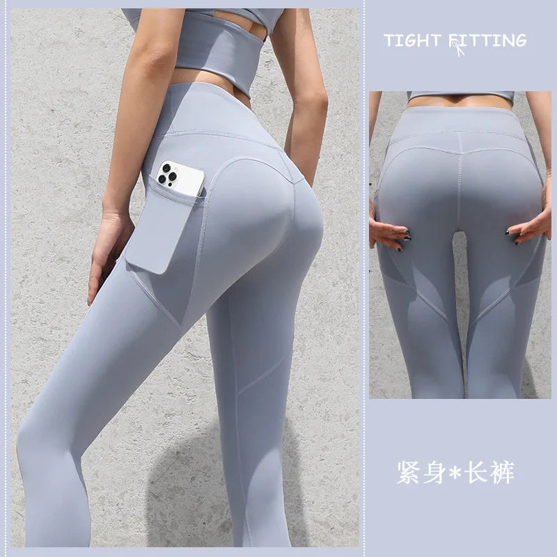 2024 Yoga Pants With Pocket Women Leggings For Fitness Nylon High Waist Long Pants Women Hip Push UP Tights Women Gym Clothing