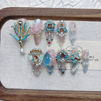 10Pcs High Quality Handmade Press on Nails Simple And Elegant  Royal A must For Trends Fashion Weapon Nail Stickers  Elegant