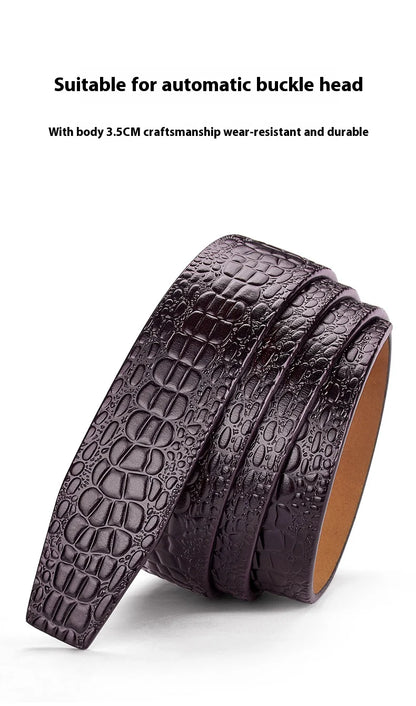 Leather material waistband. Single belt, crocodile pattern belt, casual waist belt, 3.5cm belt