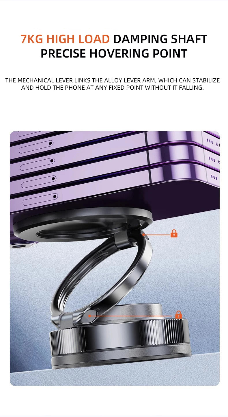 Foldable Car Phone Mount Dashboard Phone Bracket Ultra Magnetic Phone Holder 360 Degree Rotation Vacuum Suction Cup GPS Stand