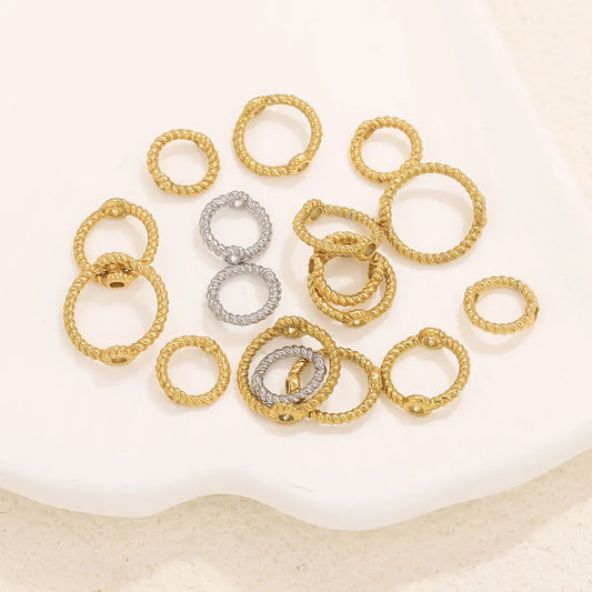 10pcs Stainless Steel 6 8 10mm Twisted Texture Round Jump Ring Personalized Fashion DIY Jewelry Accessories Wholesale