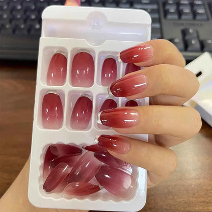 144pcs=6boxes Randomly Press On Nails Short Square Medium Almond Nail Kits 3D Rhinestone Flower Bowtie Reusable Press On Nails