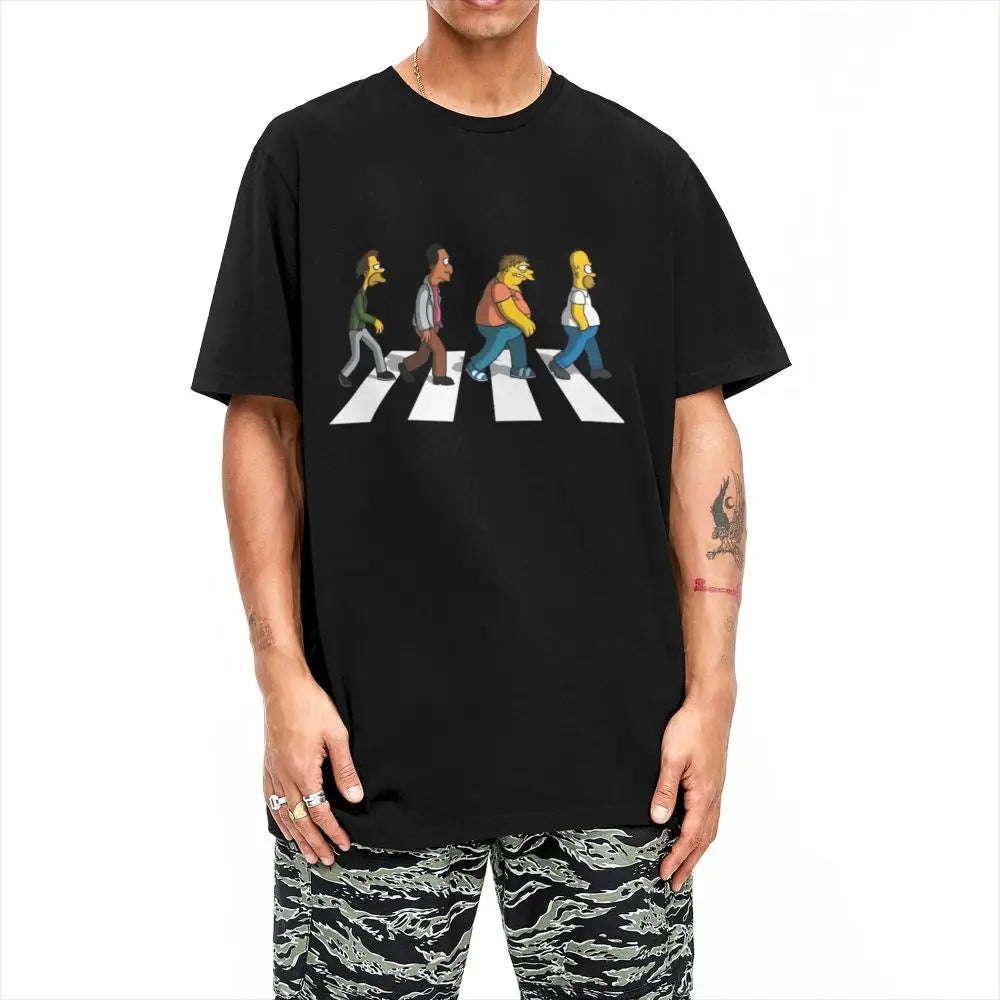 Mens T Shirt Simpsons DAD Sidewalk T-Shirts Fashion Summer Tees Aesthetic Design Cotton Clothing Gift
