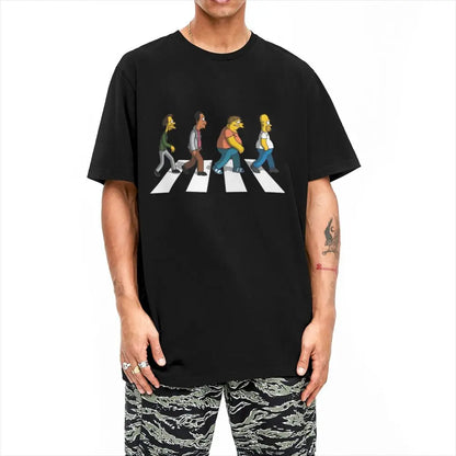 Mens T Shirt Simpsons DAD Sidewalk T-Shirts Fashion Summer Tees Aesthetic Design Cotton Clothing Gift