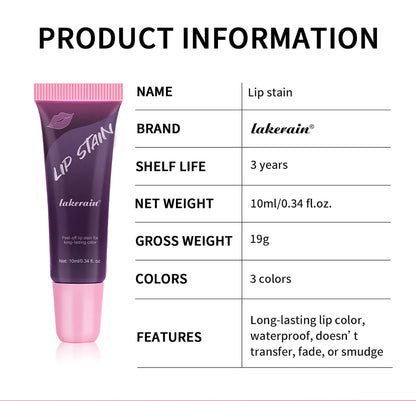 3 Colors Lip Stain Gloss Tattoo Magic Color Peel Off Mask Tint Long Lasting Waterproof Lip Gloss