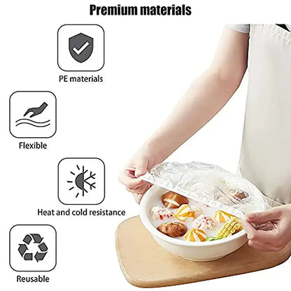 【Hot sales】100pcs Disposable Fresh-keeping Cover, Plastic Food Storage Covers, Reusable Bowl Covers Stretch Lids