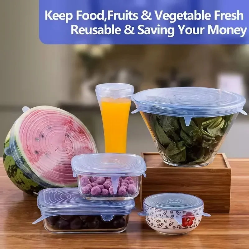 Silicone Cover Stretch Lids Reusable Durable and Expendable Lids Silicone Covers for Fresh Food Leftovers Keep Food Fresh