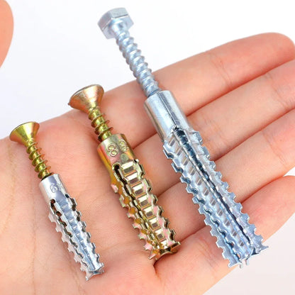 Heavy Duty Steel Wall Anchor With Screws Kit Metal Tube Expansion Self Tapping Screw Drywall Drilling Plug Fastener Bolt Anchors