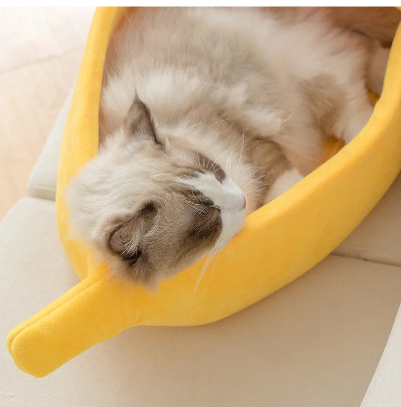 Banana Cat Bed House Funny Cute Cozy Cat Mat Beds Warm Durable Portable Pet Basket Kennel Dog Cushion Cat Supplies Multicolor