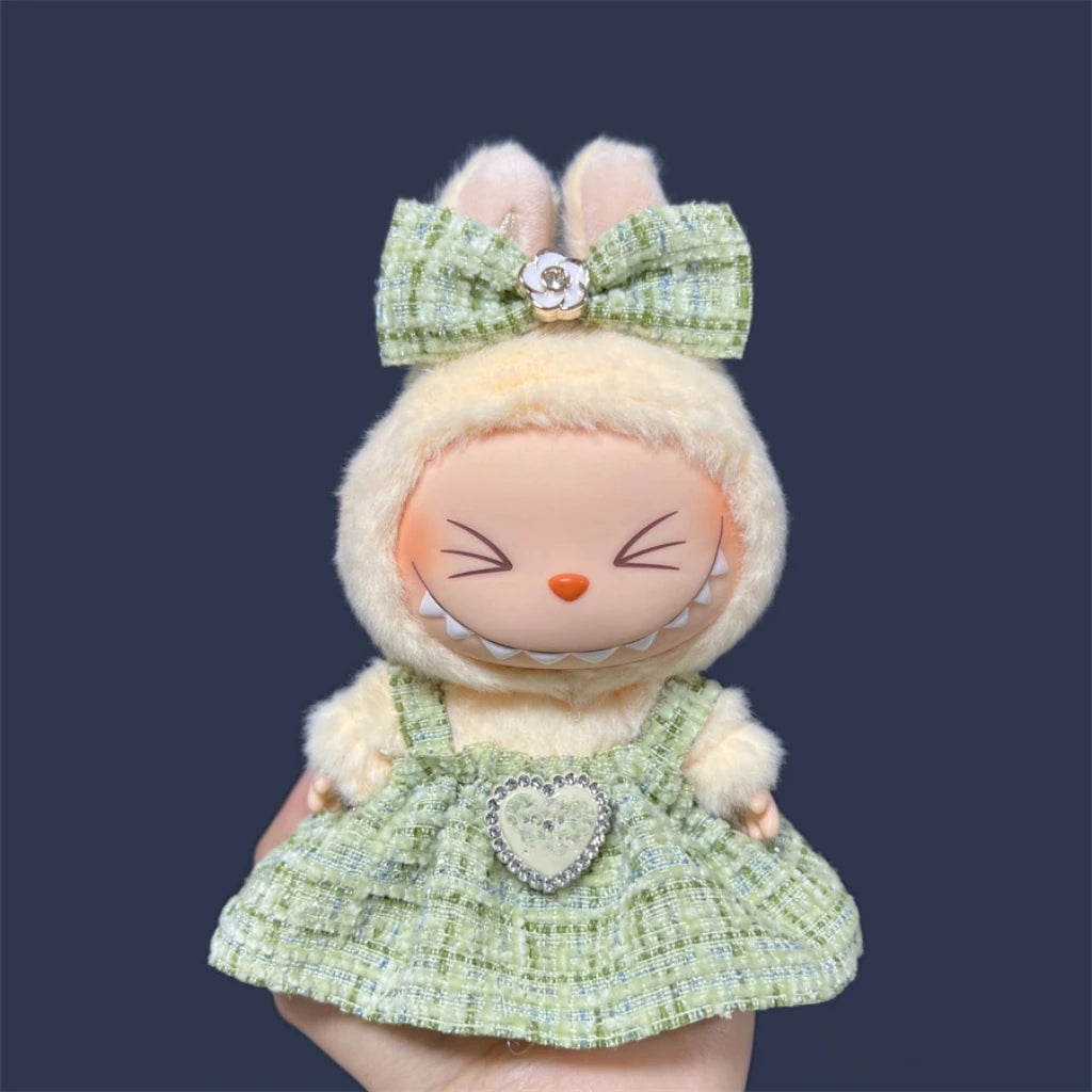 Labubu Clothes Cute Outfit Shirt Set Labubu Designer British Style Clothes Accessories Toy DIY Gifts for 15-17cm Doll