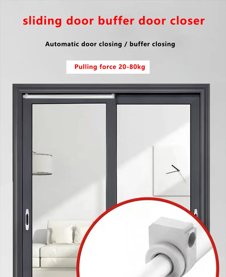 Sliding Door Buffer Automatic Door Closer Aluminum Alloy Wooden Door Screen Window Door Pneumatic Household Door Closer 80kg