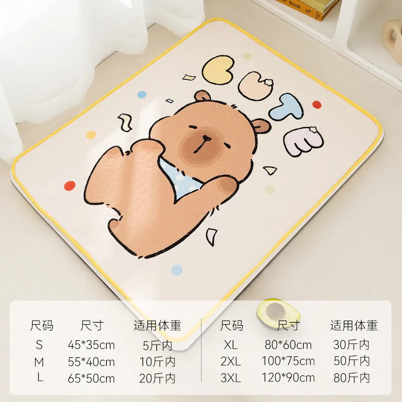 Summer dog cartoon striped ice silk mat, cat cooling mat, cooling cat bed, cooling bed, dog bed, pet bed