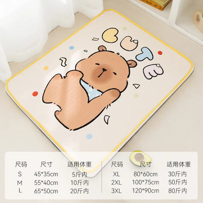 Summer dog cartoon striped ice silk mat, cat cooling mat, cooling cat bed, cooling bed, dog bed, pet bed