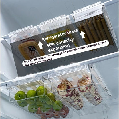 Fridge Organizer Under Shelf Drawer Pull Out Refrigerator Organizer Bin Clear Fridge Storage Container Freezer kitchen Organizer