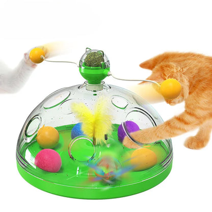 Interactive Cat Intelligence Training Play Pan Tower, Cat Toy Tower Track Rotating, Cat Tunnel, Catnip, Pet Supplies