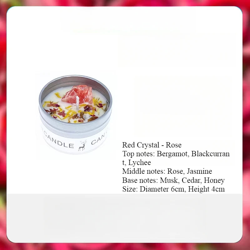 Scented Candle Crystal Stone Dry Flower Silver Tin Candle Hotel Wedding Ceremony Candle