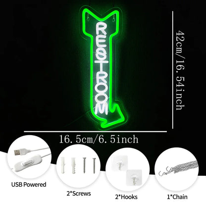LED Rest Room Neon Sign For Wall Decor,  Bathroom Hotels, Bars, Hospitals, Homes And Other Places With Toilets,USB Powered.