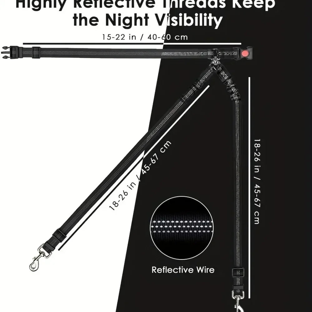 Double Dog Car Harness Safety Seatbelt Adjustable Pet Travel Restraint for 2 Dogs Heavy Duty Crash Tested Elastic Splitter Headr