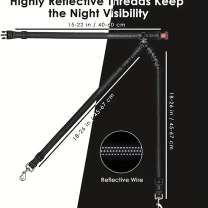 Double Dog Car Harness Safety Seatbelt Adjustable Pet Travel Restraint for 2 Dogs Heavy Duty Crash Tested Elastic Splitter Headr