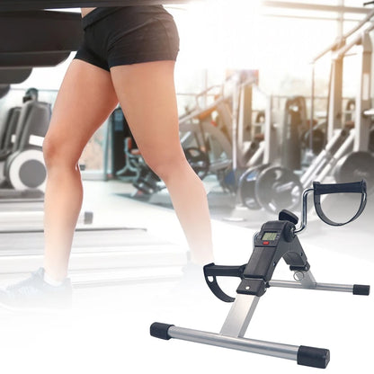 Mini Exercise Bike Folding Pedal Exerciser with LCD Display Adjustable Resistance Multifunctional Home Office Fitness Equipment