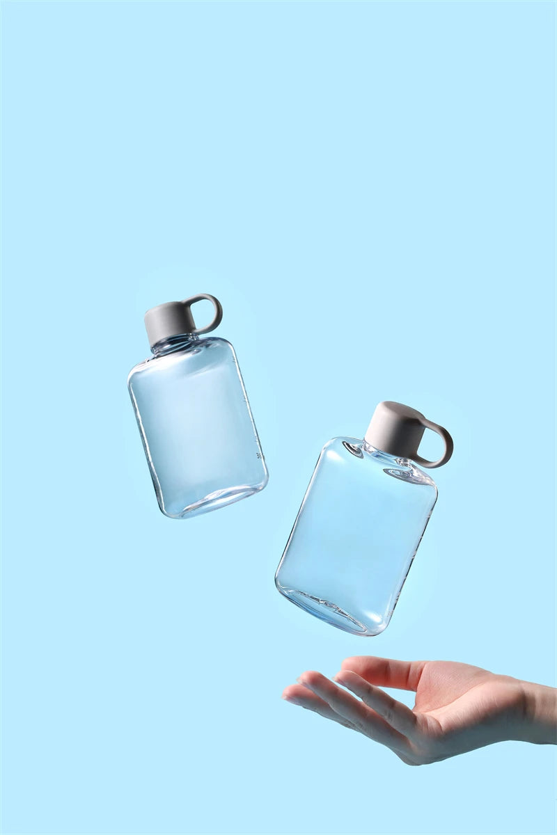 Water Botlte Flat Bpa Free Sport Clear Plastic Crystal Drinks Kettle Notebook Milk Juice Transparent Drinkware Birthday Gift