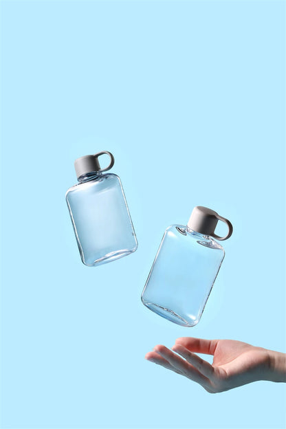 Water Botlte Flat Bpa Free Sport Clear Plastic Crystal Drinks Kettle Notebook Milk Juice Transparent Drinkware Birthday Gift