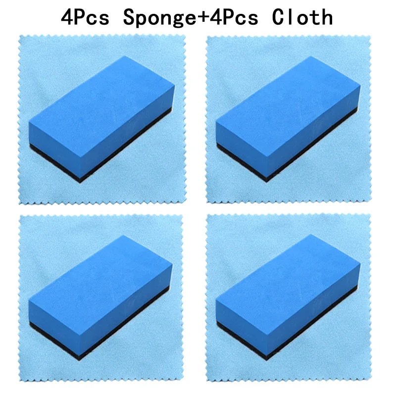 Car Ceramic Coating Sponge Applicator Glass Nano Wax Coat Sponges Blue Square Sponge and Cloth Car Cleaning Brush
