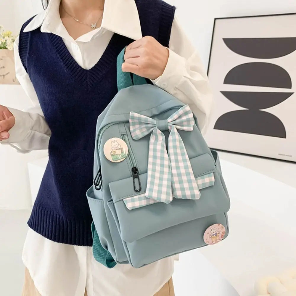 Fashion Bow Backpack Children's School Backpack Large Capacity Nylon School Bags Elementary School Book Bags Outdoor Travel Bag