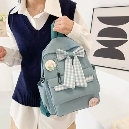 Fashion Bow Backpack Children's School Backpack Large Capacity Nylon School Bags Elementary School Book Bags Outdoor Travel Bag