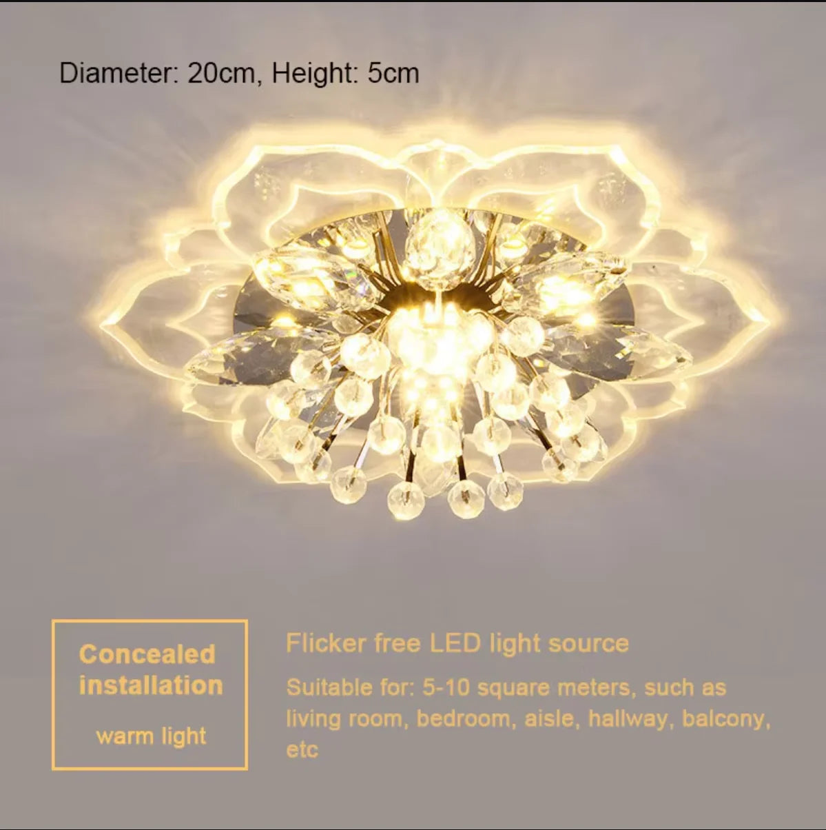 LED Crystal Ceiling Light Modern Flower Shape Ceiling Lamp Hallway Living Room Lamp Bedroom Kitchen Corridors Aisle Light
