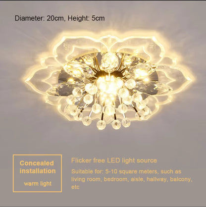 LED Crystal Ceiling Light Modern Flower Shape Ceiling Lamp Hallway Living Room Lamp Bedroom Kitchen Corridors Aisle Light