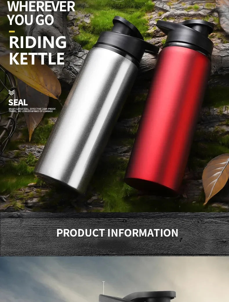Portable Water Bottle Outdoor Sports Travel Cup Metal Drinking Bottle for Cycling Hiking Gym Leakproof Reusable Water Container