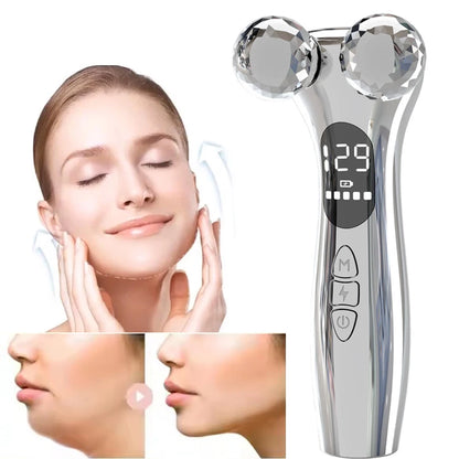 4D Roller Facial Massager EMS Face Lift Device V-Face Slimmer Skin Tightening Double Chin Remover Eye Care Vibration Massager