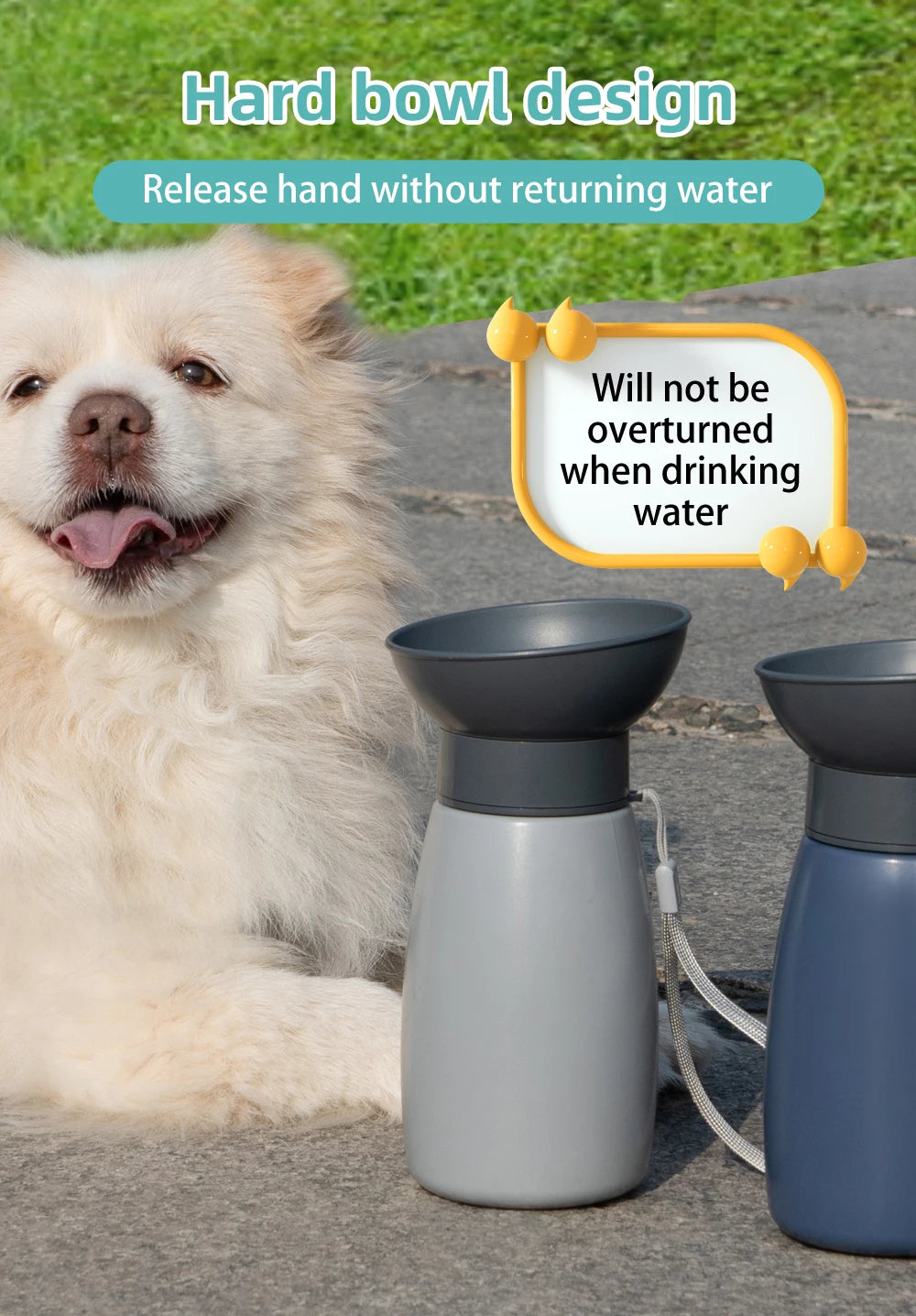 600ml Portable Dog Water Bottle Large Dogs High Capacity Fountain Water Dispenser Outdoor Dog Drinking Bowl Labrador Supplies