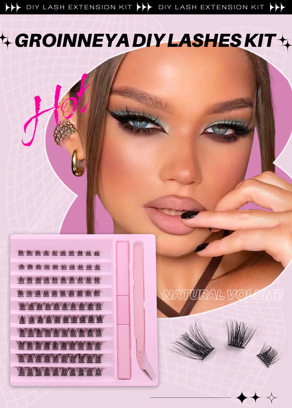 Diy Lash Extension Kit Cluster Eyelash Extension Kit Individual Lashes Kit Lash Bond and Seal Lash Glue and Lash Tweezers Makeup