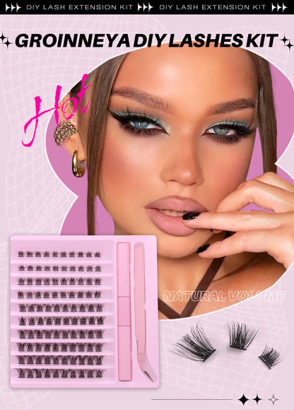 Diy Lash Extension Kit Cluster Eyelash Extension Kit Individual Lashes Kit Lash Bond and Seal Lash Glue and Lash Tweezers Makeup