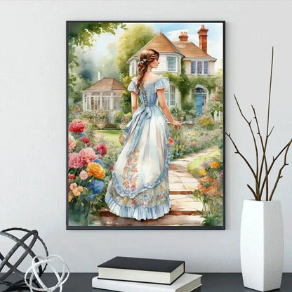 Diamond Embroidery Girl 5D DIY Diamond Painting Garden Portrait Cross Stitch Flower New Year Gift Home Décor