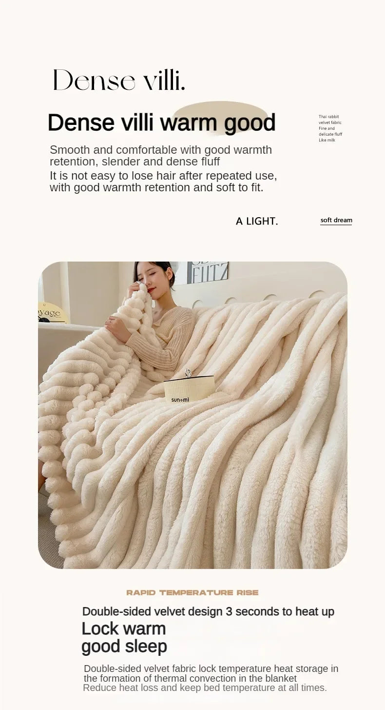 Solid Color Thickened Wide Striped Multifunctional Blanket Can Be Used As Bed Sheet Cover Blanket， Nap Blanket， Pet Blanket