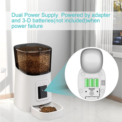 Video Automatic Pet Feeder with HD Camera, Food Dispenser for Cats and Dogs WiFi Smart Feeder with Camera 6L 2-Way Audio,Mobile
