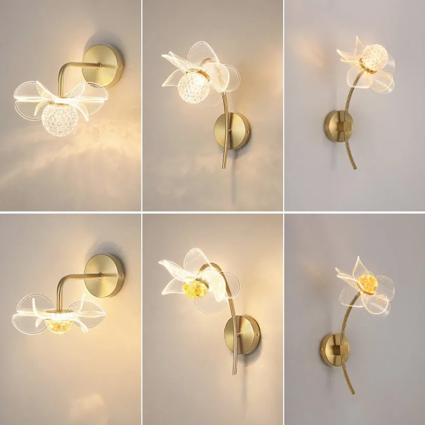 LED Wall Lamp Modern Luxury Flower Shaped Decorative Light Bedroom Bedside Study Dining Room Living Room Background Wall Lamp