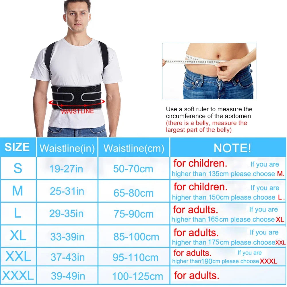 Posture Corrector for Men Women - Adjustable Back Brace for Upper&Lower Back Pain - Lumbar & Shoulder Support to Improve Posture
