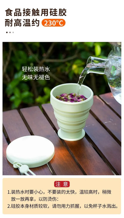 Collapsible Travel Cup Portable Folding Water Bottle for Camping, Hiking & Outdoor Activities, Space-Saving Silicone Drinkware