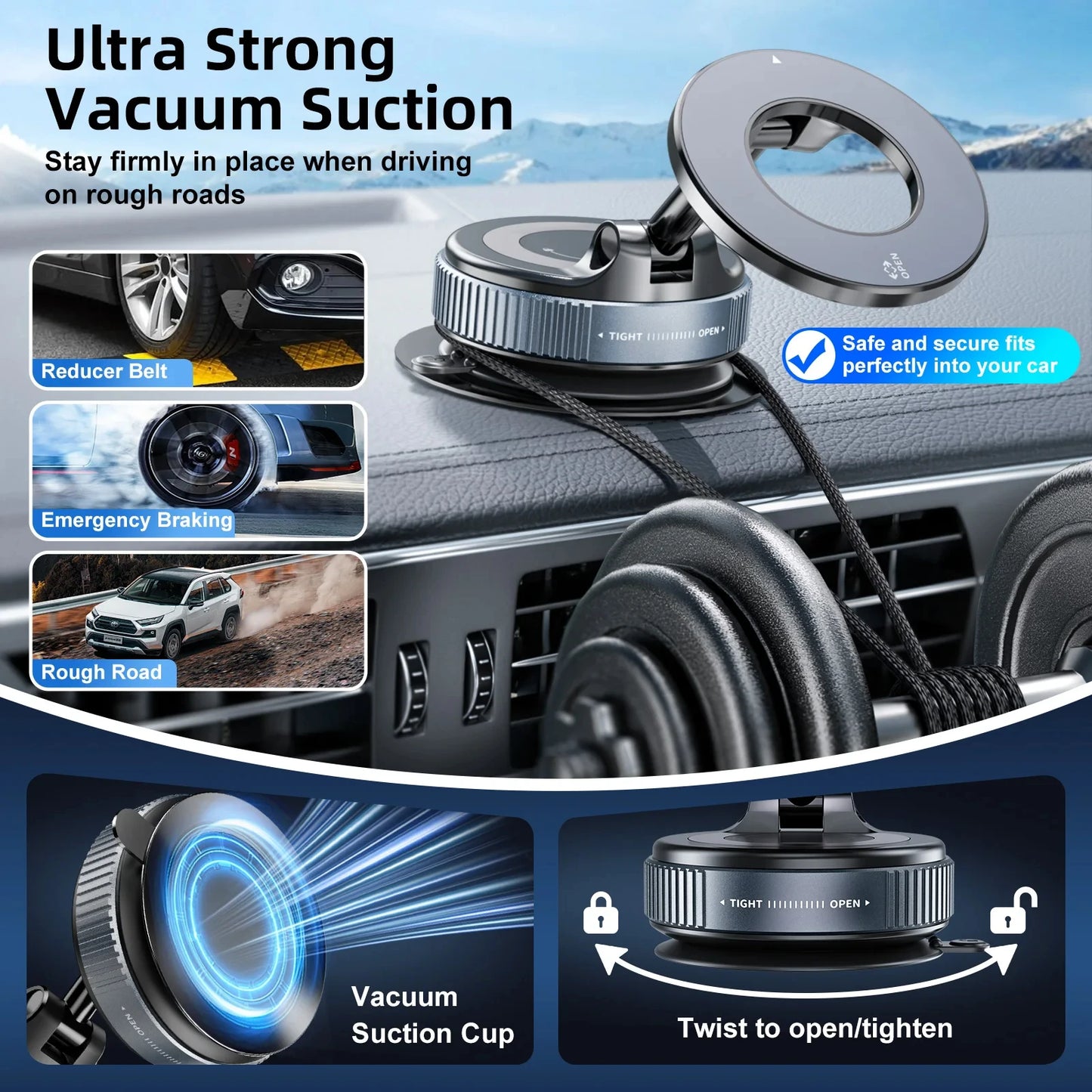 Magnetic Car Mount Strong Magnetic 360° Rotation Foldable Phone Holder For Cell Phone For iphone 14 15 16 Live Streaming K007