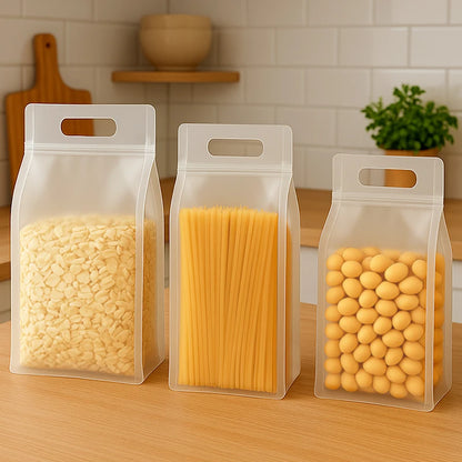 50pcs Reusable Matte Flat Bottom Pouch with Handle and Zipper Food Grade Material Plastic Packaging Bags for Storing Food Snacks