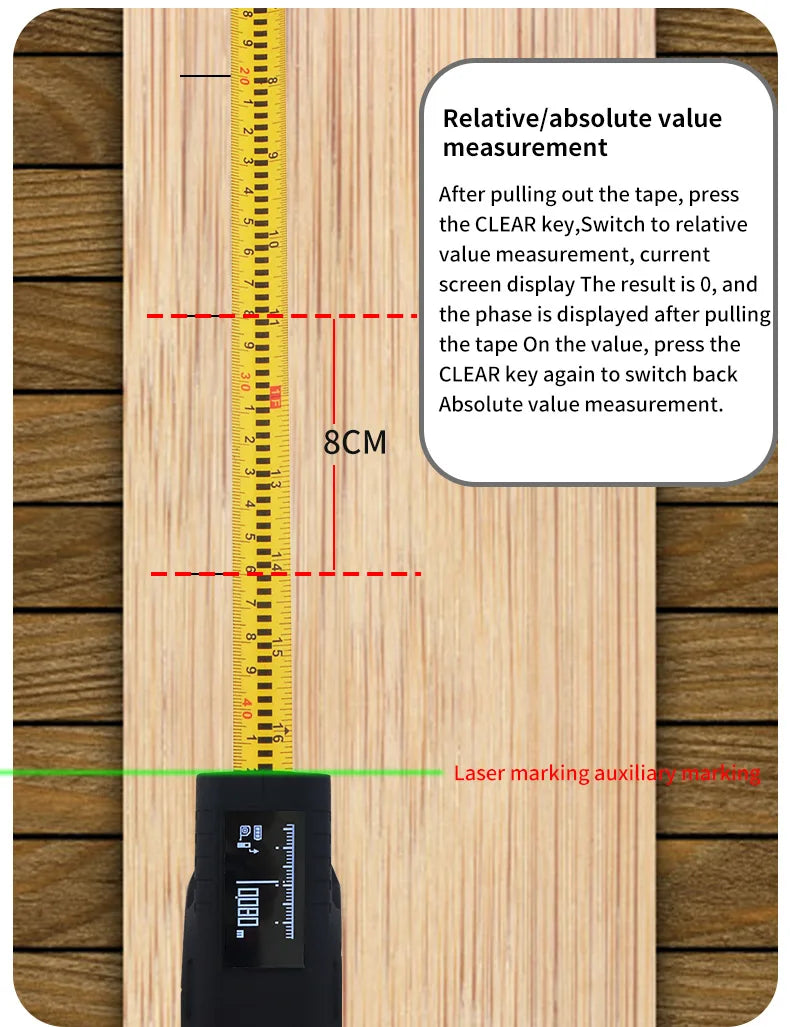 wintape digital display laser distance meter laser tape measure three-in-one intelligent digital measuring ruler
