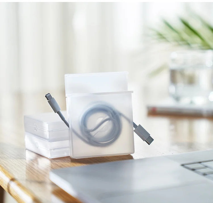 Portable Transparent Cable Organizer Cord Management Usb Cable Winder Retractable Phone Holder Charger Wire Storage Protector